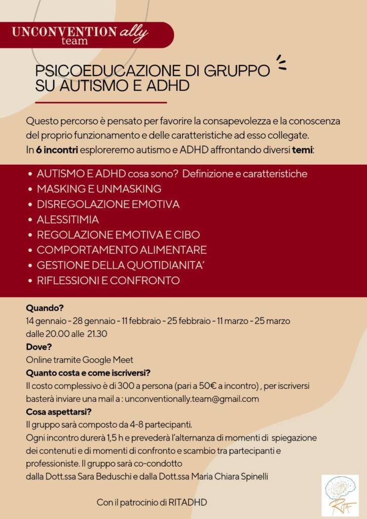 PSICOEDUCAZIOEN DI GRUPPO SU AUTISMO E ADHD